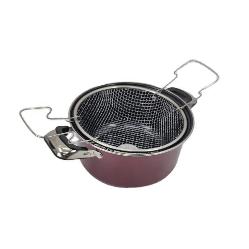 Padella in ferro con cestello in rete di acciaio inox