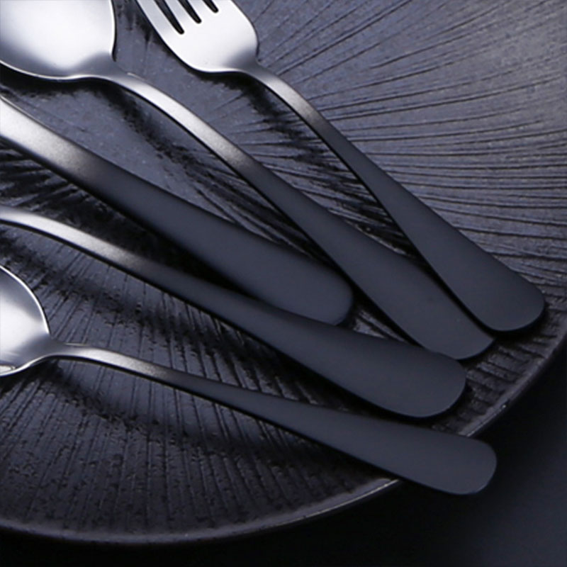 Titanium-plated Black Hotel Tableware Dining Soup Spoon Fork Knife Sets