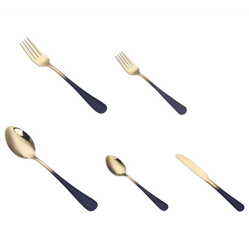 Set di stoviglie in acciaio inossidabile placcato in titanio e oro