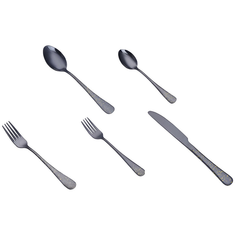 Set di posate in acciaio inossidabile placcato titanio grigio canna di fucile